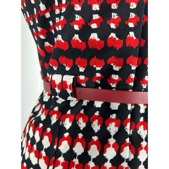 RETRO-STYLE RED WHITE AND BLACK MIDI KNIT DRESS (Women Size: 6) - Picture 7 of 15